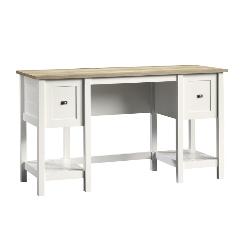 Bureau d'écriture rectangulaire avec tiroirs et tablette ouverte