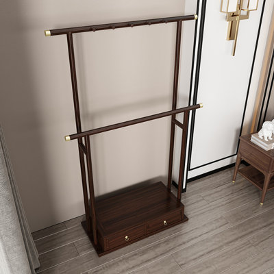 Solid Wood Coat Rack with Shelves and Drawers