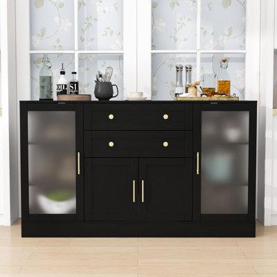 Multi-Functional Sideboard Buffet with Adjustable Shelves, Storage Drawers and Power Outlet