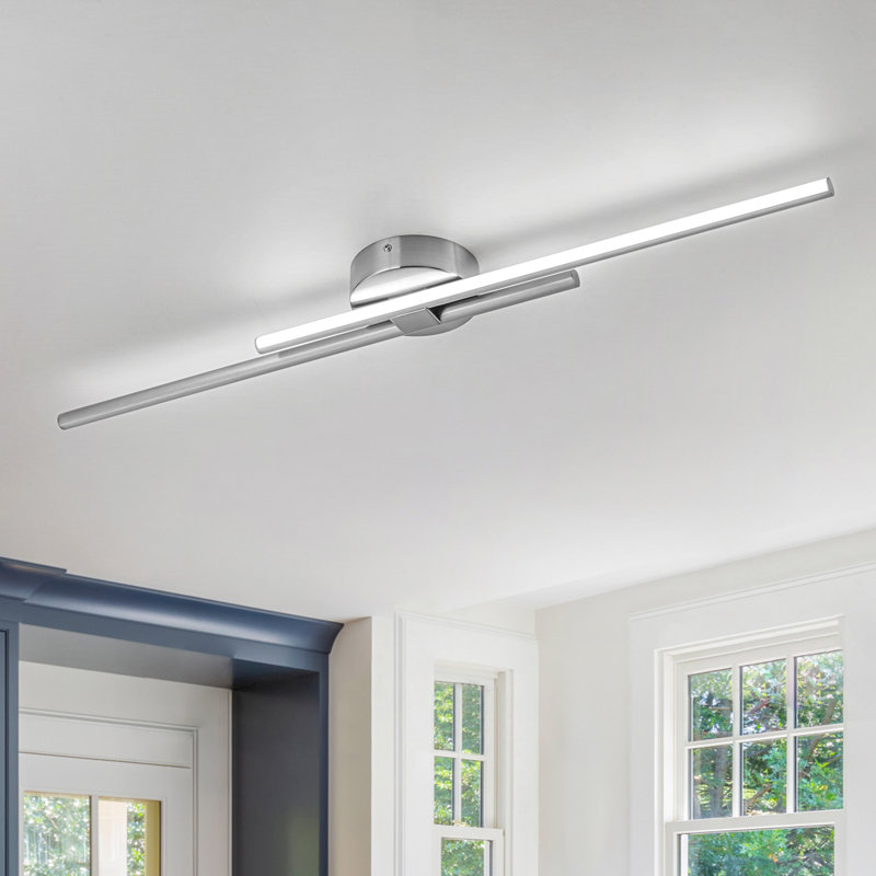 31.5" Modern Linear Led Flush Mount Light, Nickel