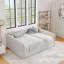 Queen daybed: upholstered sofa bed, two-drawer trundle, vertical stripes, linen fabric (86.5"x65"x30")-1365220587