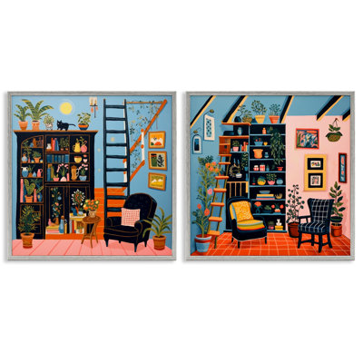 Cozy Decorated Reading Nook  2 PC Giclee Art Set by Lazar Studio