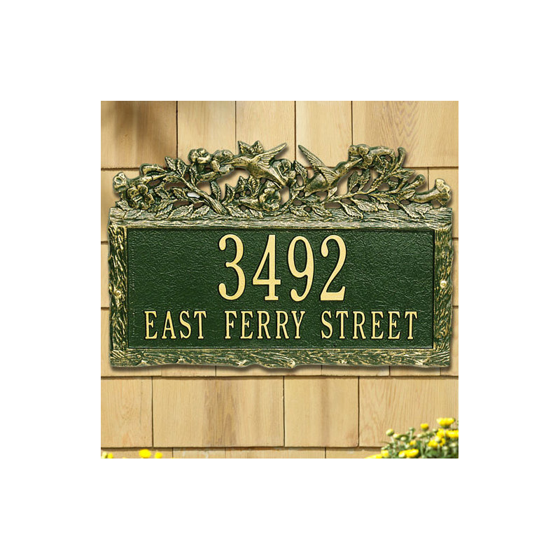 Woodland 2-Line Wall Address Plaque, Antique Copper, Yes