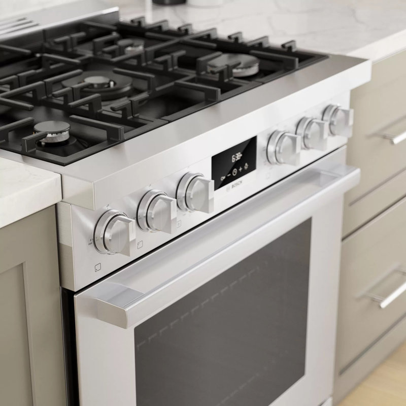 800 Series 30" 4 cu. ft. Freestanding Dual Fuel Range with True European Convection, Stainless Steel