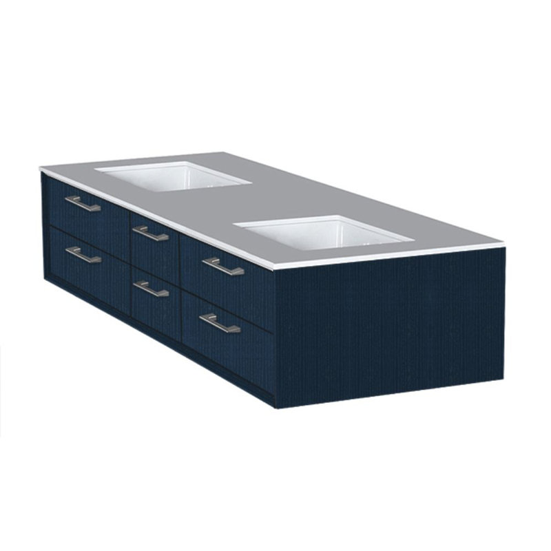 Gemelli 60'' W Double Bathroom Vanity Base, Horizon Blue