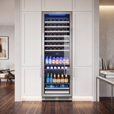 Yeego Dual Zone 23.4" 77 Bottles and 182 Cans Wine and Beverage Refrigerator Freestanding/Build-in Cooler