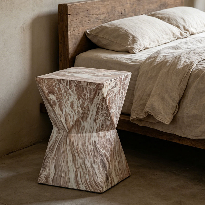 Tables de bout d'extérieur en ciment, H 18,3 po x l 12,4 po x P 12,4 po