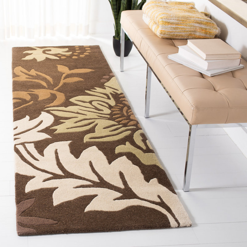 Tapis floral en laine et viscose touffeté à la main Avayah Soho, Tapis de couloir 2 pi 6 po x 8 pi