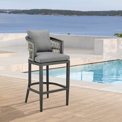 Tabouret d'extérieur en métal avec coussin Harleigh