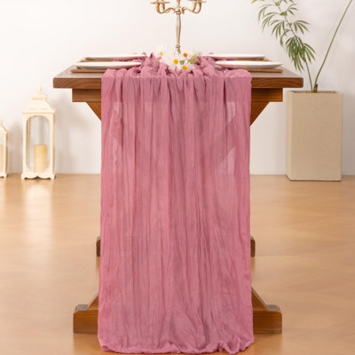 Chemin de table en gaze de fromage, style bohème estival, idéal pour mariage, anniversaire, fête ou décoration intérieure | Mauve, ensemble de 6 pièces, gaze rustique de 3 m, chemin de table transparent de style champêtre pour fête prénatale, enterrement de vie de jeune fille ou fêtes