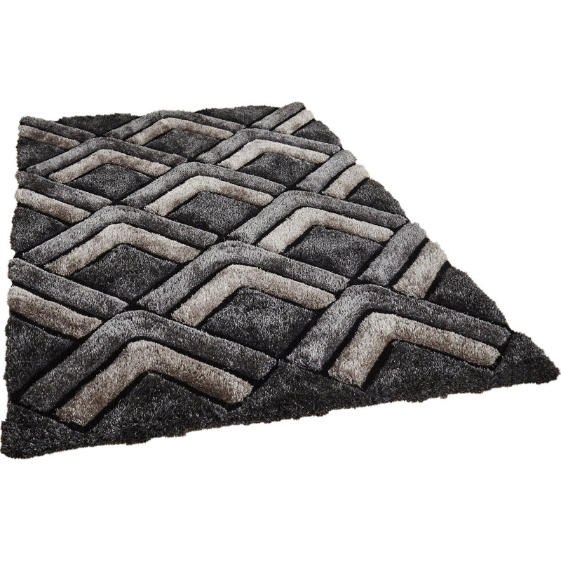 Aaliya Geometric Hand Woven Shag Area Rug, Rectangle 120 x 170cm