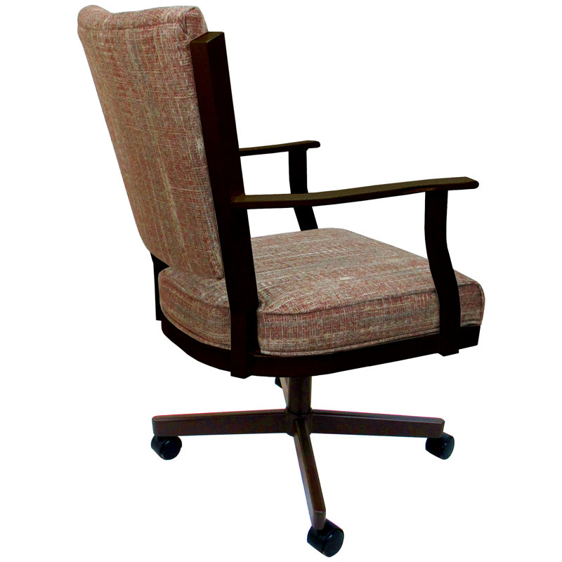 Danyael Metal Dining Caster Chair with Arms, Brown, Watusi Madder