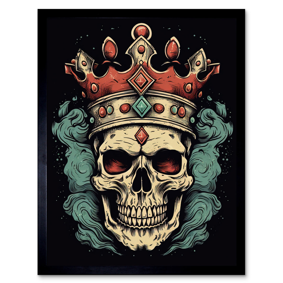 Pehrson Old School USA Tattoo Ink Body Art Skull Crown Rockabilly Americana - Single Picture Frame Print