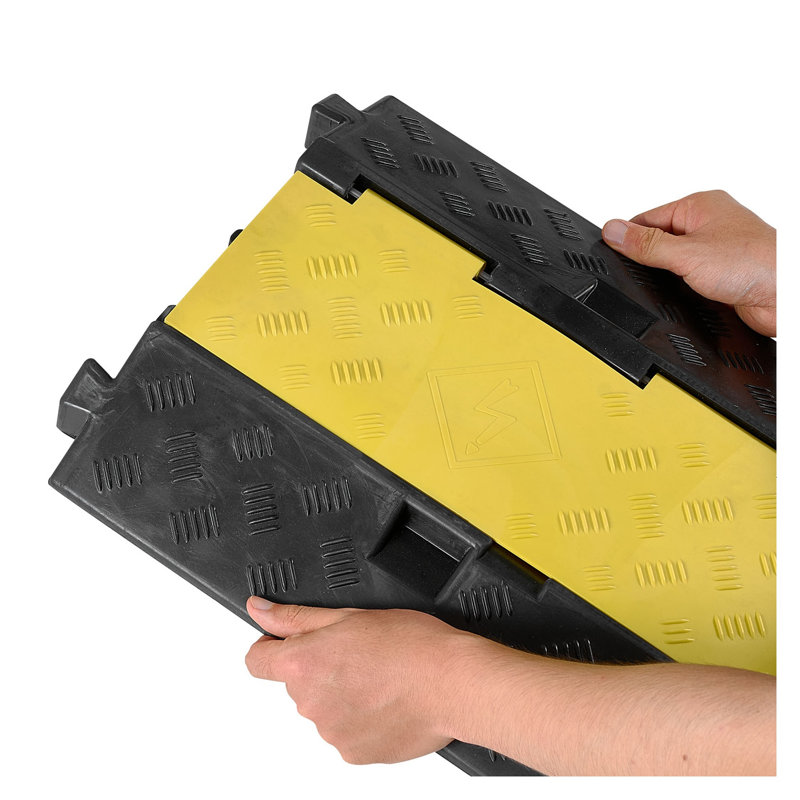 Rampe de protection de câble en caoutchouc robuste à 2 canaux - Capacité de circulation de 22 000 lb pour l'extérieur et l'intérieur