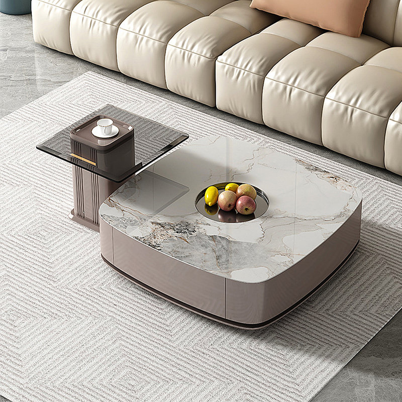 Modern light luxury square coffee table combo
