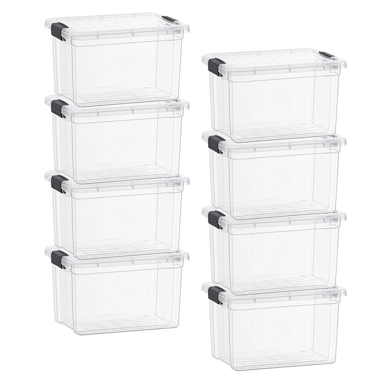 Ensemble de 8 bacs de rangement transparents Latitude Run® avec couvercles en plastique pour la maison, 14,7 pte
