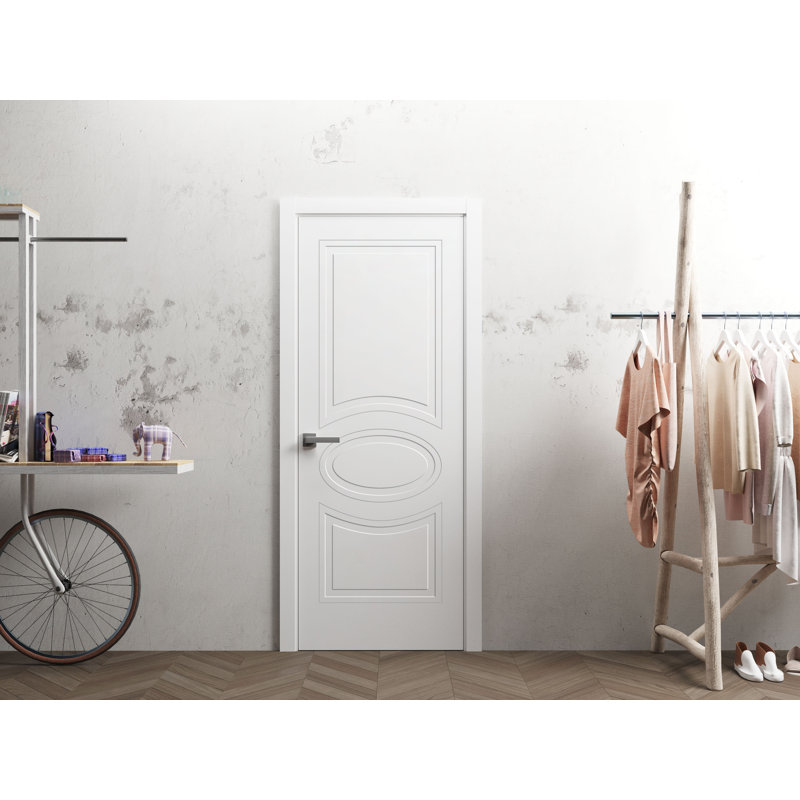 Porte française solide pré-suspendue / Mela 7001 / poignée simple à panneau régulier / portes de chambre à coucher modernes pour salle de bain