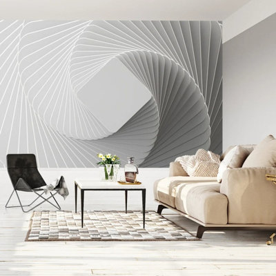Modern 3D Spiral Line Geometric Wall Mural for Home Decor