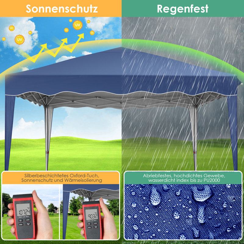 3x3m Waterproof Stable Winterproof Folding Canopy, Dark Blue
