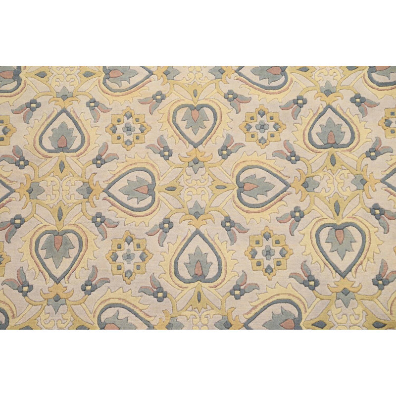 Tapis népalais oriental unique en laine à teinture végétale noué à la main 8 pi 9 po x 8 pi 9 po