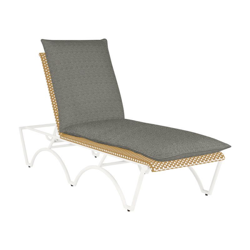 Savoy 81" Long Reclining Single Chaise with Cushions, Chalk/White/Natural, Welt, Intermix Bark