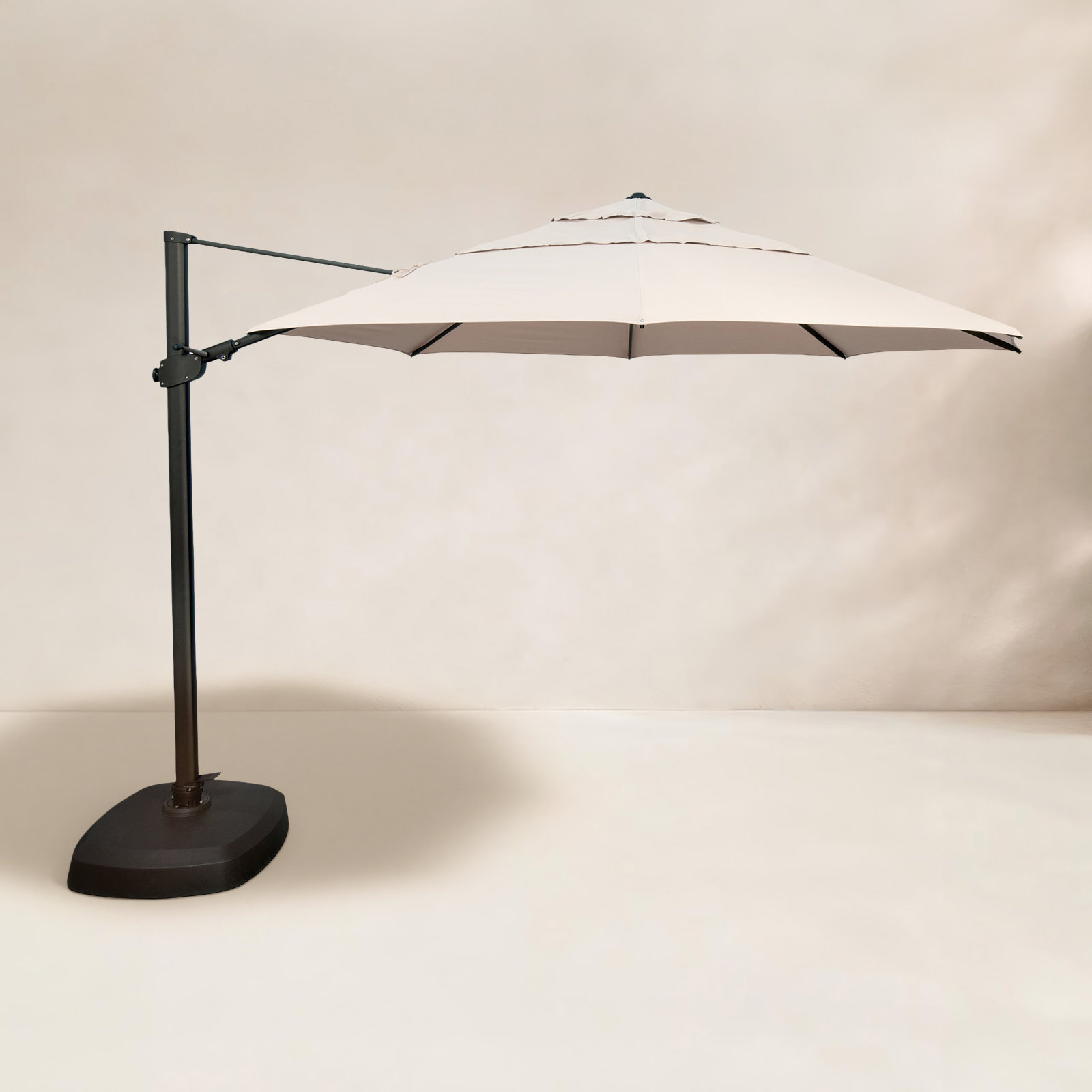 11.5' Sunbrella® Cantilever Umbrella, Black, Sunbrella/Flax