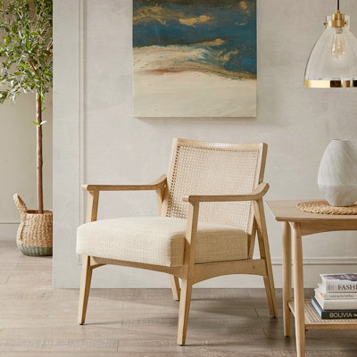 Fauteuil d'appoint tissé à panneau en bois