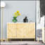 Buffet à 3 portes avec motif à chevrons, tablette réglable et pieds en métal pour un rangement moderne