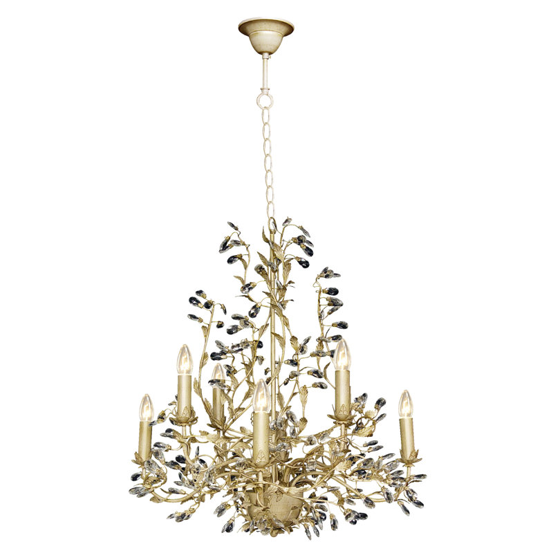 Clemmons 8 - Light Candle Style Chandelier, Beige & Gold