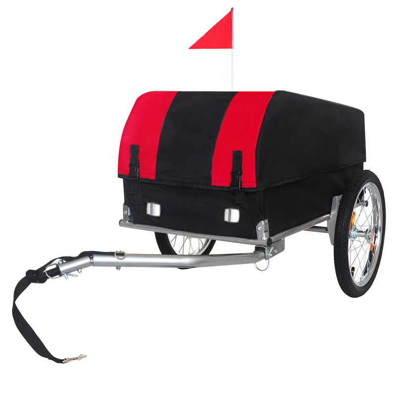 Remorque de chargement de vélo robuste avec housse imperméable amovible, Noir / Rouge
