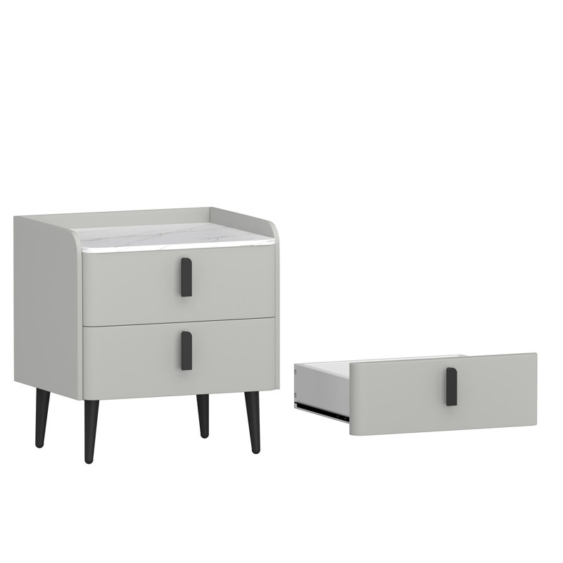 Table de chevet avec 2 tiroirs (table de chevet seulement), Gris