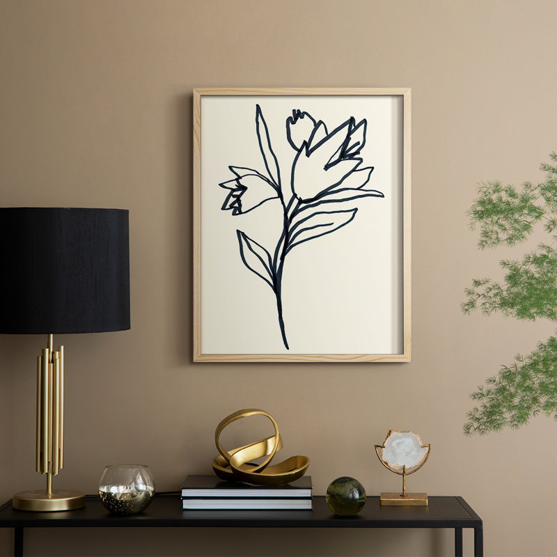 «Floral Marker I», reproduction encadrée - bois massif, H 11 po x l 9 po
