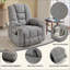 Fauteuil inclinable Power Lift avec massage et chaleur pour personnes âgées, fauteuils inclinables larges, mécanisme de mouvement robuste avec ports USB et de type C, 2 porte-gobelets en acier