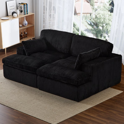Geier Deep Seat Indoor Chaise Longue, Corduroy Upholstered,Double Chaise