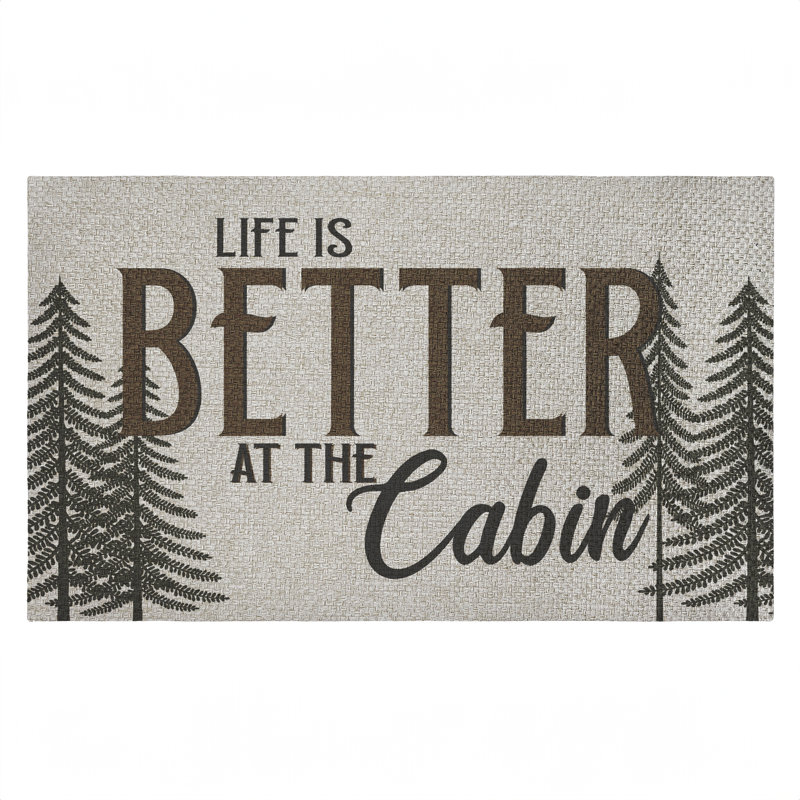 Tapis de porte d'extérieur Cabin Is My Happy Place, design par Kim Allen, 18 po x 30 po, Cabin Is My Happy Place