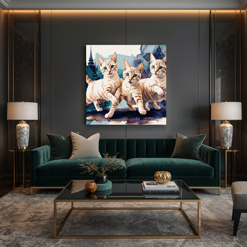 «Cats Mekong Bobtail», art mural sur toile beige, H 16 po x l 16 po