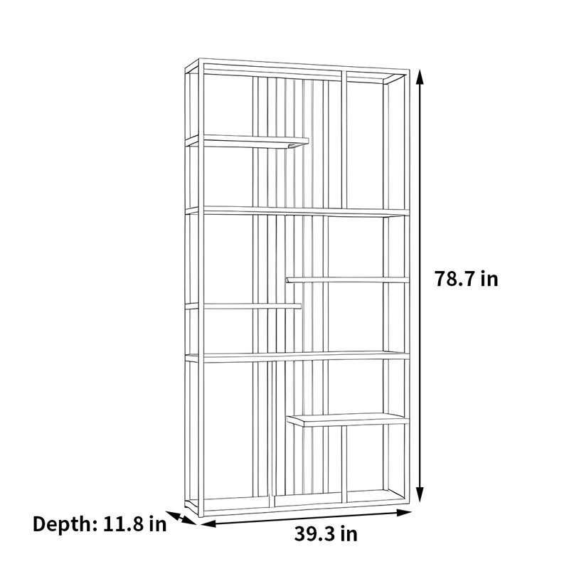 Deangelis, (7 tablettes) H 78,7 po x L 39,3 po x l 11,8 po, Doré / Blanc