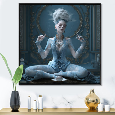 «Spiritual Elegance Blue Yoga Goddess», reproduction sur toile