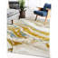 Tapis de luxe à motif abstrait beige, doré et bleu-447819789