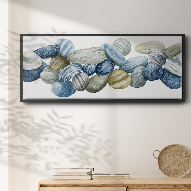 Found Pebbles III- Framed Canvas, 12" H x 30" W