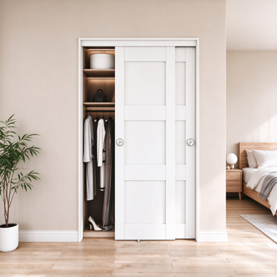 Ensemble de portes coulissantes pour garde-manger et garde-robe blanc 80 po 3 Lite