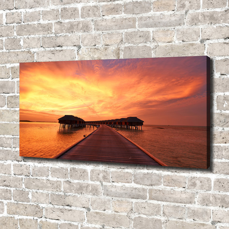 Maldives Bungalows - Wrapped Canvas Print