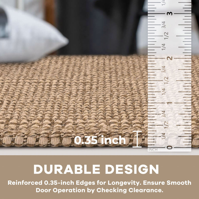 Machine Washable Cotton Area Rug with Non-Slip Backing， Tan/Brown, Rectangle 2' x 3'