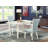3 Piece Dining Set Contains a Rectangle Dining Room Table with Butterfly Leaf and 2 Baby Blue Linen Fabric Upholstered Chairs, Linen White-26153044-26153045-26190858