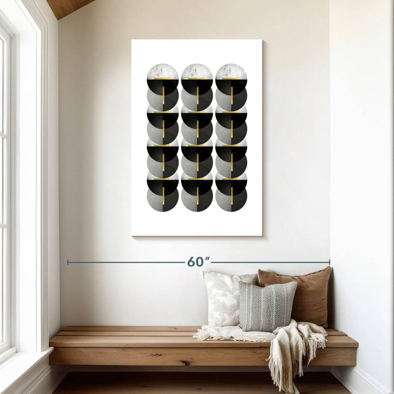 Avery Black Grey Gold Circles III, 45" H x 30" W