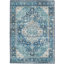 Tapis bleu sarcelle et ivoire lavable tissé à la machine-552829954