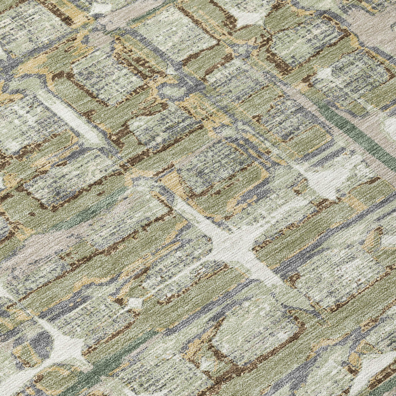 Machine Washable Indoor/Outdoor Chantille ACN2762 Geometric Rug, Celery, 8' x 10'