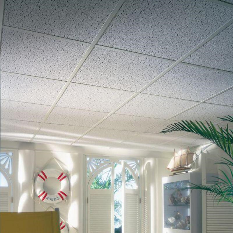 Textured Square Lay-In 15/16 2 ft. x 4 ft. Drop-In Mineral Fiber Acoustic Ceiling Tile in White, Set of 8
