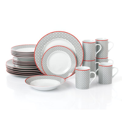 24pc Graphite Grey Dinner Set