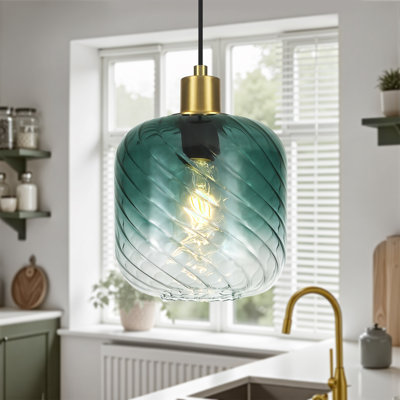 1-Light 8.66"W Glass Pendant Light for Kitchen Island, Sink, Bedroom
